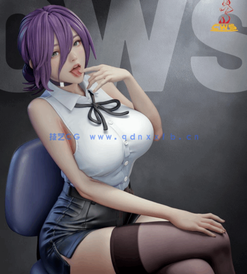 [3D打印人物] 蕾塞Reze短裙坐姿《链锯人》动画角色雕刻手办3D打印模型(图2)