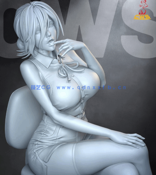 [3D打印人物] 蕾塞Reze短裙坐姿《链锯人》动画角色雕刻手办3D打印模型(图5)