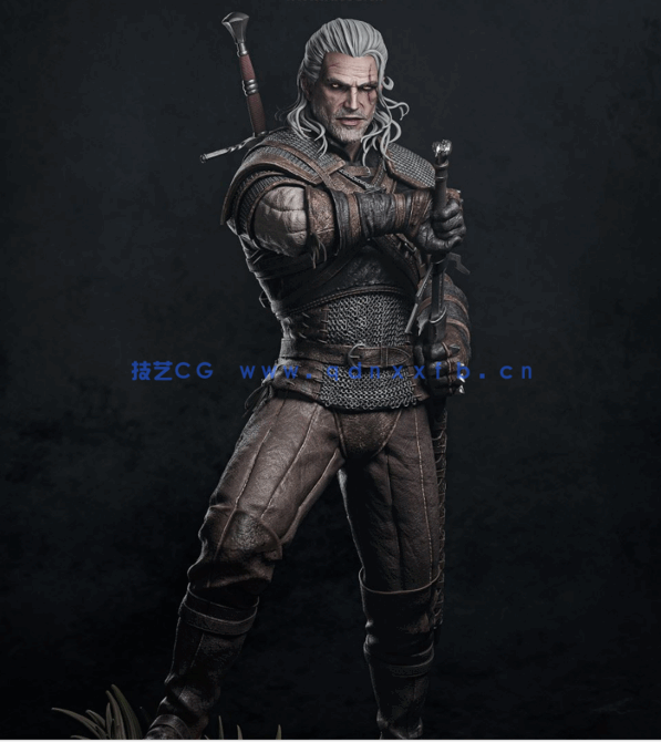 [3D打印人物] 杰洛特Geralt《巫师3：狂猎》游戏角色雕刻手办3D打印模型(图2)