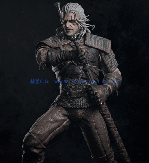 [3D打印人物] 杰洛特Geralt《巫师3：狂猎》游戏角色雕刻手办3D打印模型(图3)