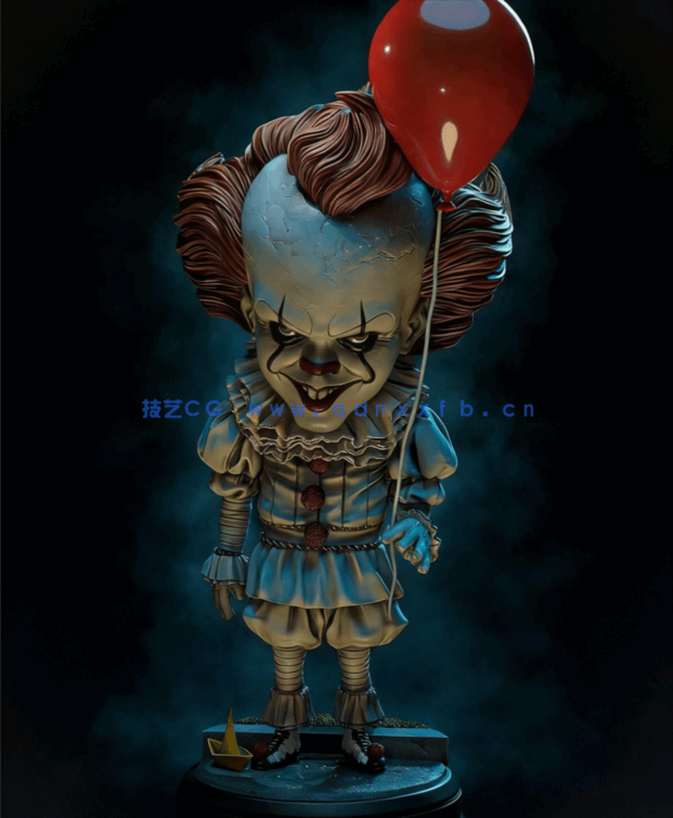 [3D打印人物] 小丑潘尼怀斯Pennywise Chibi《小丑回魂》角色雕刻手办3D(图1)