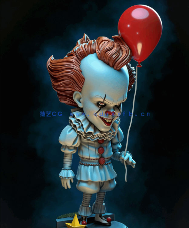 [3D打印人物] 小丑潘尼怀斯Pennywise Chibi《小丑回魂》角色雕刻手办3D(图2)
