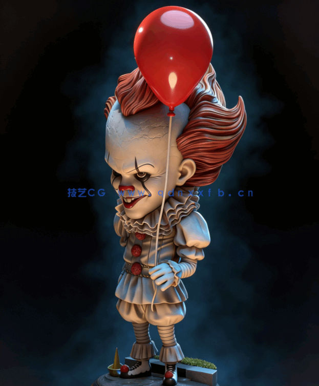 [3D打印人物] 小丑潘尼怀斯Pennywise Chibi《小丑回魂》角色雕刻手办3D(图3)