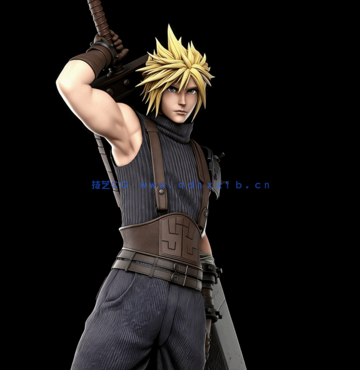 [3D打印人物] 克劳德·斯特莱夫Cloud Strife扛剑姿势《最终幻想VII》游戏角色(图3)