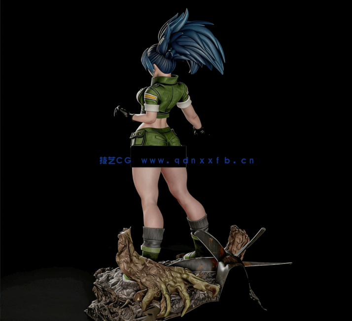 [3D打印人物] 莉安娜·哈迪兰Leona Heidern《拳皇》游戏人物角色雕刻手办3D(图2)