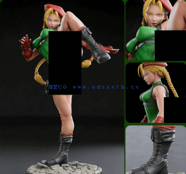 [3D打印人物] 嘉米·怀特Cammy扫腿姿势《街头霸王》游戏角色雕刻手办3D打(图1)