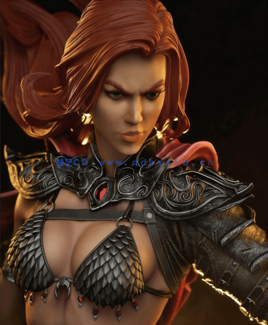 [3D打印人物] 红发索尼娅Red Sonja站姿《女王神剑》角色雕刻手办3D打印模(图4)
