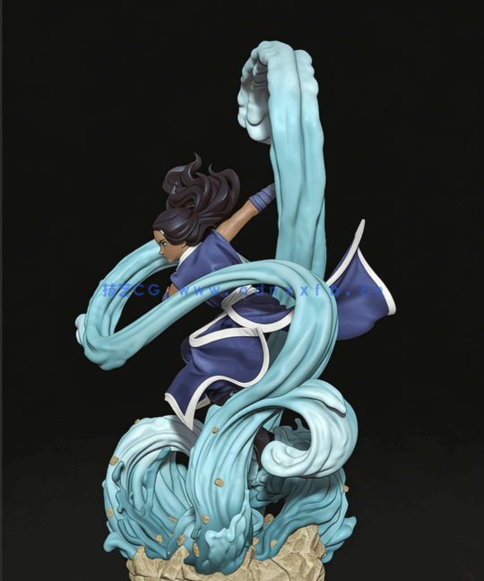 [3D打印人物] 卡塔拉Katara《降世神通》动画角色雕刻手办3D打印模型(图2)