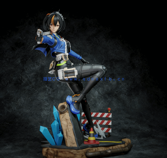 [3D打印人物] 朱鸢Zhu Yuan射击姿势《绝区零》游戏角色雕刻手办3D打印模(图3)