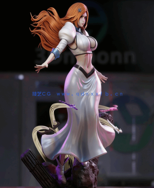 [3D打印人物] 井上织姬Orihime战斗动作《死神》动漫角色雕刻手办3D打印模(图3)