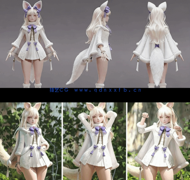 [3D打印人物] 兔耳儿女郎角色《命运方舟》游戏角色3D模型(图1)