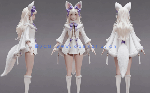 [3D打印人物] 兔耳儿女郎角色《命运方舟》游戏角色3D模型(图4)