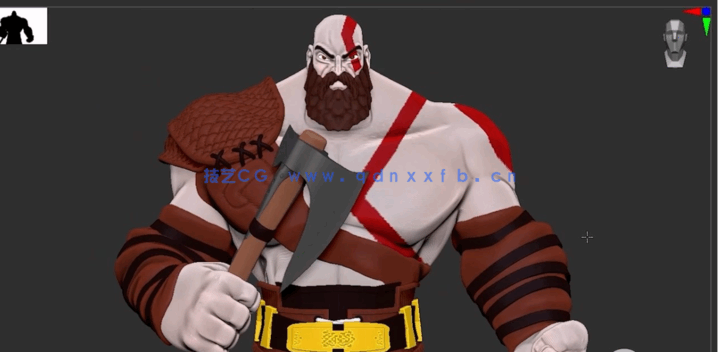 Zbrush战神游戏角色奎托斯实例雕刻建模全流程视频教程(图2) Zbrush战神游戏角色奎托斯实例雕刻建模全流程视频教程(图2)
