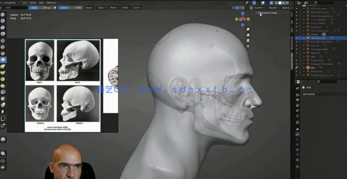 Zbrush人物头部解剖学和雕刻技术训练视频教程 (图2) Zbrush人物头部解剖学和雕刻技术训练视频教程 (图2)