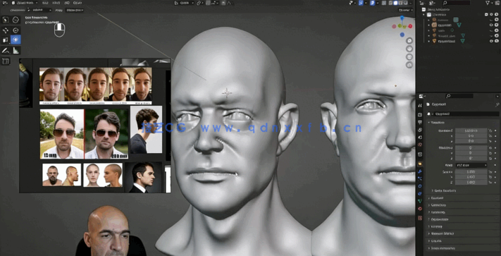 Zbrush人物头部解剖学和雕刻技术训练视频教程 (图5) Zbrush人物头部解剖学和雕刻技术训练视频教程 (图5)