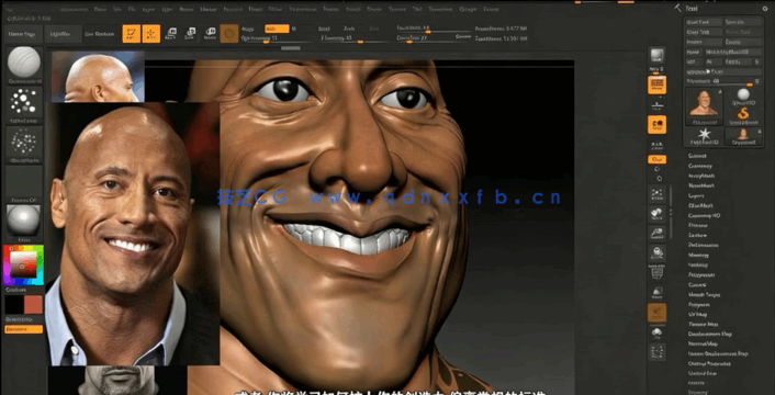 Zbrush巨石强森人物头部3D打印雕塑制作视频教程(图4) Zbrush巨石强森人物头部3D打印雕塑制作视频教程(图4)
