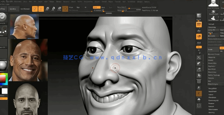 Zbrush巨石强森人物头部3D打印雕塑制作视频教程(图5) Zbrush巨石强森人物头部3D打印雕塑制作视频教程(图5)