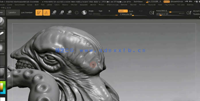 ZBrush与Keyshot恐怖鱼人半身像建模雕刻制作流程视频教程(图3) ZBrush与Keyshot恐怖鱼人半身像建模雕刻制作流程视频教程(图3)