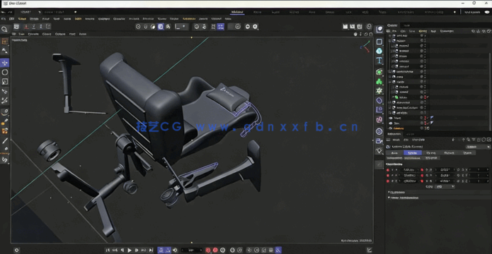 C4D游戏电竞椅完整建模流程摄像机动画渲染后期合成高级教程(图4) C4D游戏电竞椅完整建模流程摄像机动画渲染后期合成高级教程(图4)