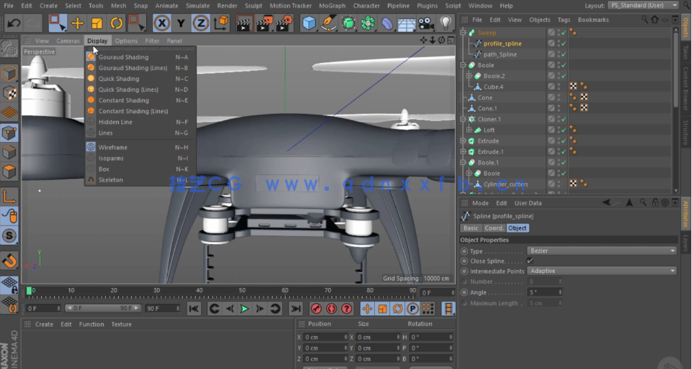 C4D无人机建模渲染视频教程 大疆精灵3(图3) C4D无人机建模渲染视频教程 大疆精灵3(图3)