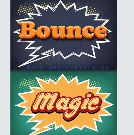 可爱卡通插画漫画风格艺术特效PSD字模(图3) 可爱卡通插画漫画风格艺术特效PSD字模(图3)