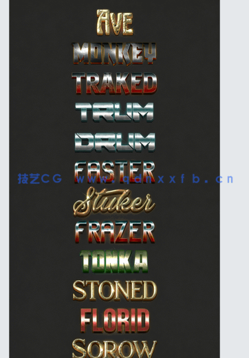 金属光泽3D文字裂纹效果艺术特效PSD字模(图3)