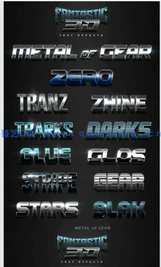 3D时尚暗色系光泽金属质感艺术特效PSD字模第十季(图2)