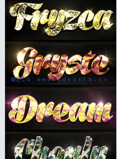 60组不同颜色耀眼3D字体特效PSD字模合集(图2)