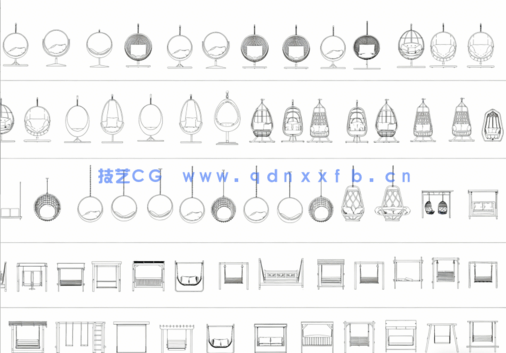 2026年最新秋千CAD图库CAD吊床CAD秋千椅CAD吊椅CAD躺椅(图3) 2026年最新秋千CAD图库(图3)