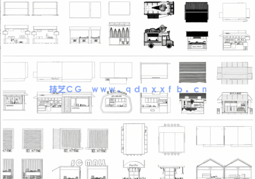 2026年最新摊位CAD图库CAD快餐车CAD售卖亭CAD移动餐车CAD美食摊(图2) 2026年最新摊位CAD图库CAD快餐车(图2)