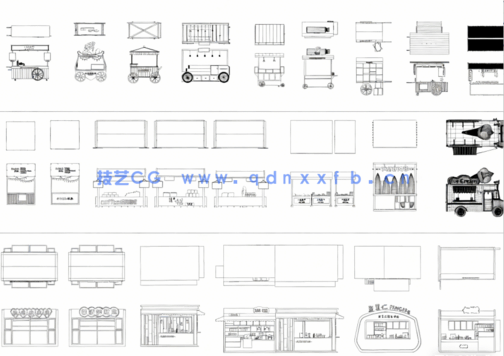 2026年最新摊位CAD图库CAD快餐车CAD售卖亭CAD移动餐车CAD美食摊(图5) 2026年最新摊位CAD图库CAD快餐车(图5)