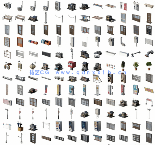 超大容量C4D日式传统复古风格社区建筑街道旅游风景区模型合集(图3) 超大容量C4D日式传统复古风格社区建筑街道旅游风景区模型合集(图3)