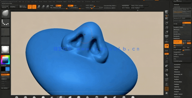 Zbrush人物脸部五官雕刻实例制作视频教程 (图4) Zbrush人物脸部五官雕刻实例制作视频教程 (图4)