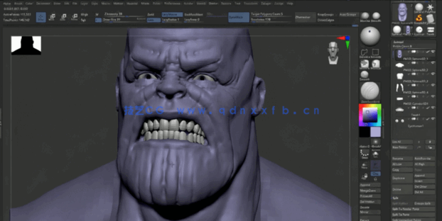 ZBrush漫威灭霸角色和能量宝石雕刻建模训练视频教程 (图3) ZBrush漫威灭霸角色和能量宝石雕刻建模训练视频教程 (图3)