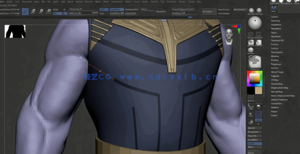 ZBrush漫威灭霸角色和能量宝石雕刻建模训练视频教程 (图4) ZBrush漫威灭霸角色和能量宝石雕刻建模训练视频教程 (图4)
