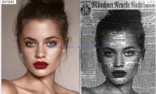 新闻黑白报纸纹理效果人像PSD模板(图1) 新闻黑白报纸纹理效果人像PSD模板(图1)