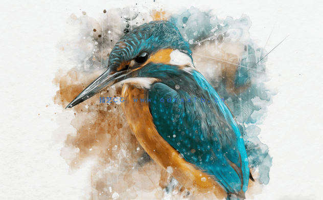 逼真写实水彩画背景晕染鸟类角色PSD模板(图2) 逼真写实水彩画背景晕染鸟类角色PSD模板(图2)