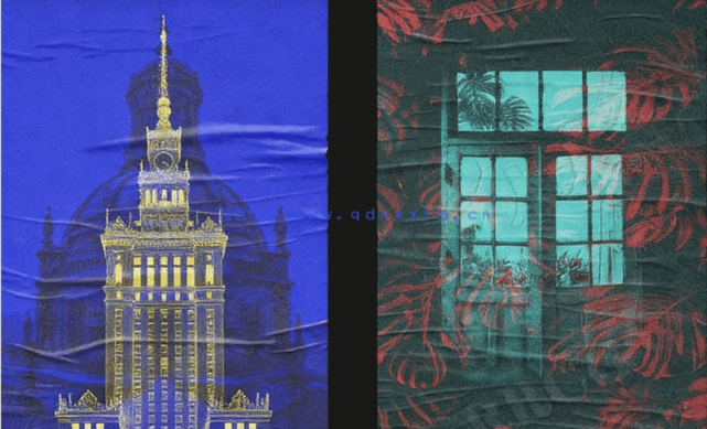 双曝光重叠彩色玻璃片海报效果PSD模板(图3)