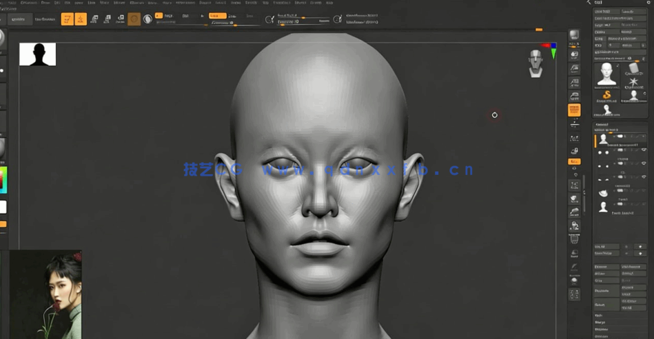 Zbrush逼真角色创建立体模型全流程视频教程(图5) Zbrush逼真角色创建立体模型全流程视频教程(图5)
