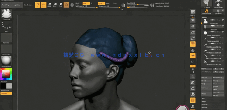 Zbrush头发脏辫发型实例制作训练视频教程(图3) Zbrush头发脏辫发型实例制作训练视频教程(图3)