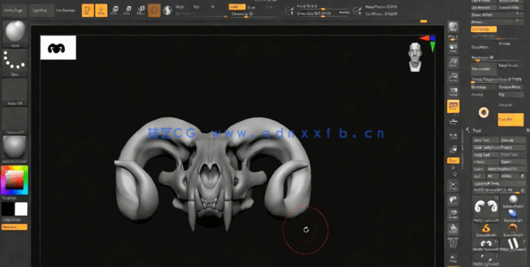 Zbrush奇美拉动物骨架数字雕刻实例训练视频教程(图3) Zbrush奇美拉动物骨架数字雕刻实例训练视频教程(图3)