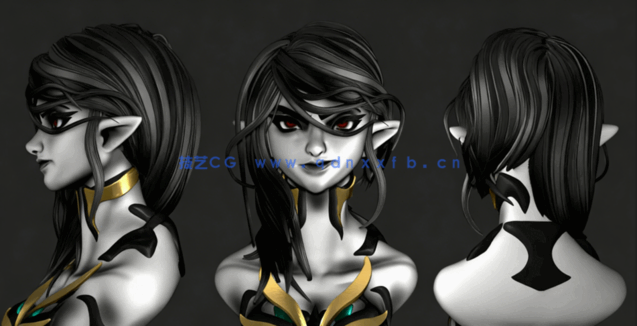 ZBrush长发女性半身像雕刻实例制作流程视频教程(图3) ZBrush长发女性半身像雕刻实例制作流程视频教程(图3)