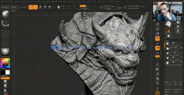 ZBrush死灵战士硬表面建模雕刻3D打印制作视频教程 (图5) ZBrush死灵战士硬表面建模雕刻3D打印制作视频教程 (图5)
