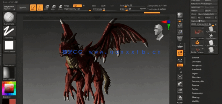 ZBrush巨龙数字雕刻制作工作流程视频教程(图3) ZBrush巨龙数字雕刻制作工作流程视频教程(图3)