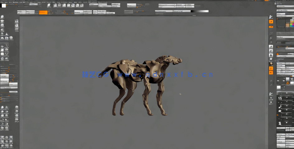 ZBrush科幻机械狗雕刻概念设计实例训练视频教程 (图4) ZBrush科幻机械狗雕刻概念设计实例训练视频教程 (图4)