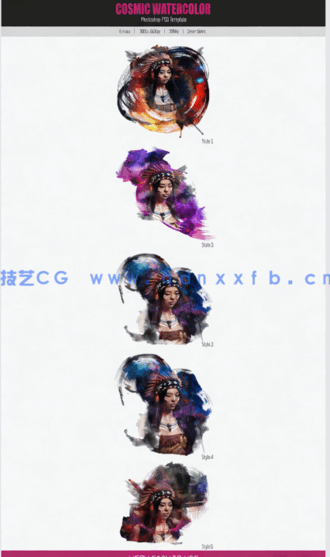 照片变水彩画艺术特效PSD模板(图2) 照片变水彩画艺术特效PSD模板(图2)