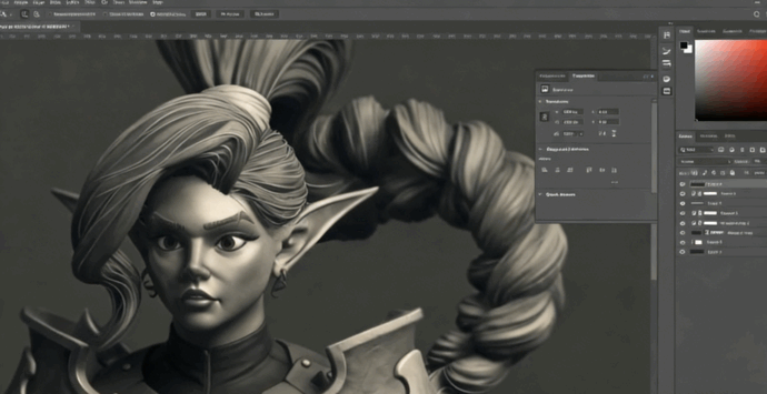 ZBrush超精细女精灵战士数字雕刻完整流程视频教程(图4) ZBrush超精细女精灵战士数字雕刻完整流程视频教程(图4)