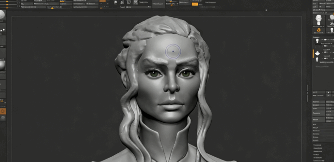 ZBrush《权利的游戏》龙女头发3D模型雕刻制作流程视频教程 (图3) ZBrush《权利的游戏》龙女头发3D模型雕刻制作流程视频教程 (图3)