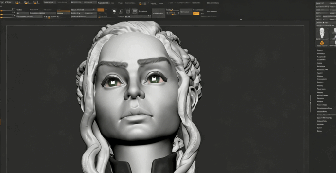 ZBrush《权利的游戏》龙女头发3D模型雕刻制作流程视频教程 (图4) ZBrush《权利的游戏》龙女头发3D模型雕刻制作流程视频教程 (图4)
