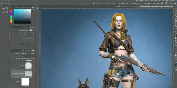 ZBrush战斗女孩与狗超完整制作流程视频教程 (图5) ZBrush战斗女孩与狗超完整制作流程视频教程 (图5)